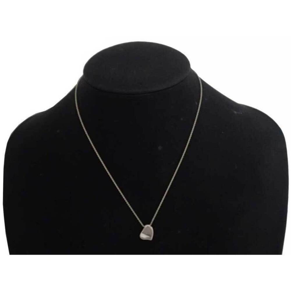Tiffany Co Heart Motif Silver Metal Pendant Chain Necklace